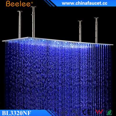 Beelee 20'' Large Brushed Rectangle Rainfall Waterfall Waterproof Led Light Shower